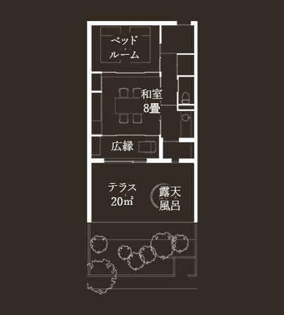 露天風呂付客室の間取り図